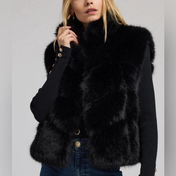 Generation Love Rosario black faux fur vest - Picture 1 of 4